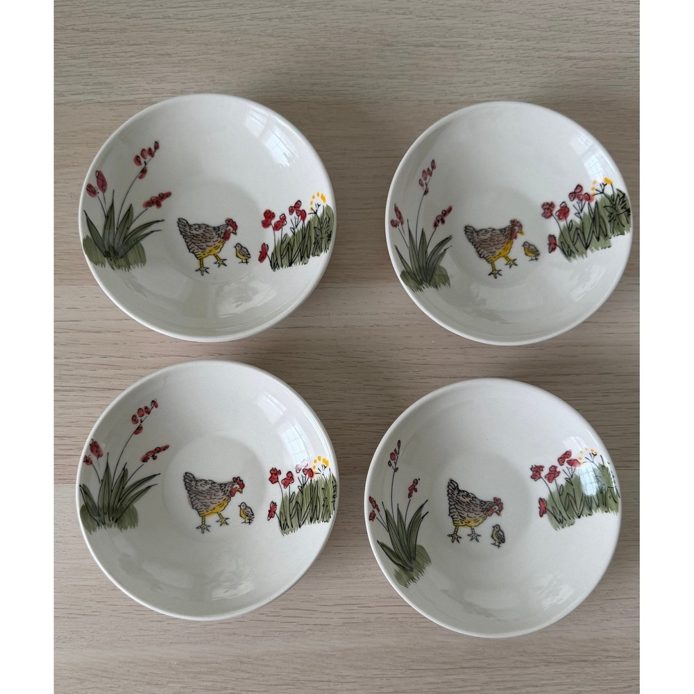 Paula Deen Southern Rooster Hand Painted Ceramic Dipping Bowls Set of 4 C024